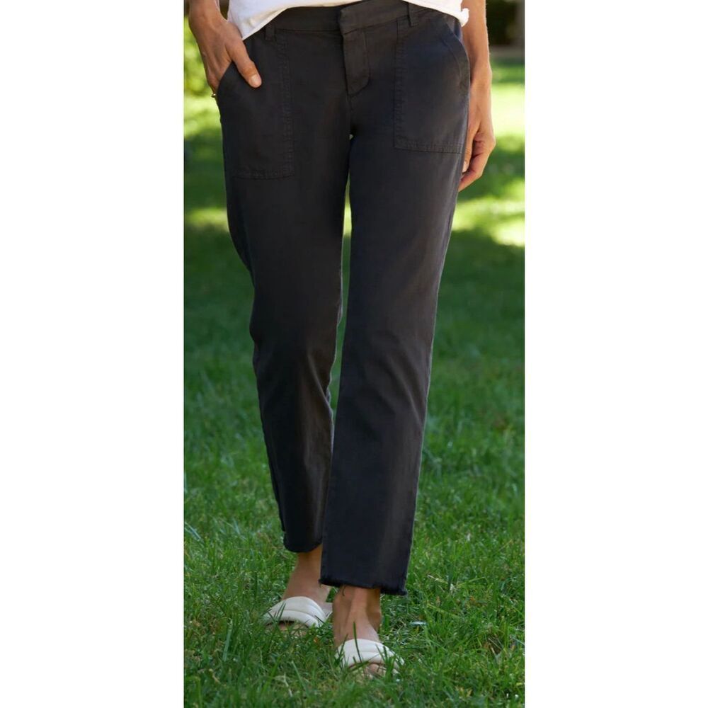 Frank & Eileen Utility Pant BLACKROCK in washed black, Quiet luxury coastal Sz 4